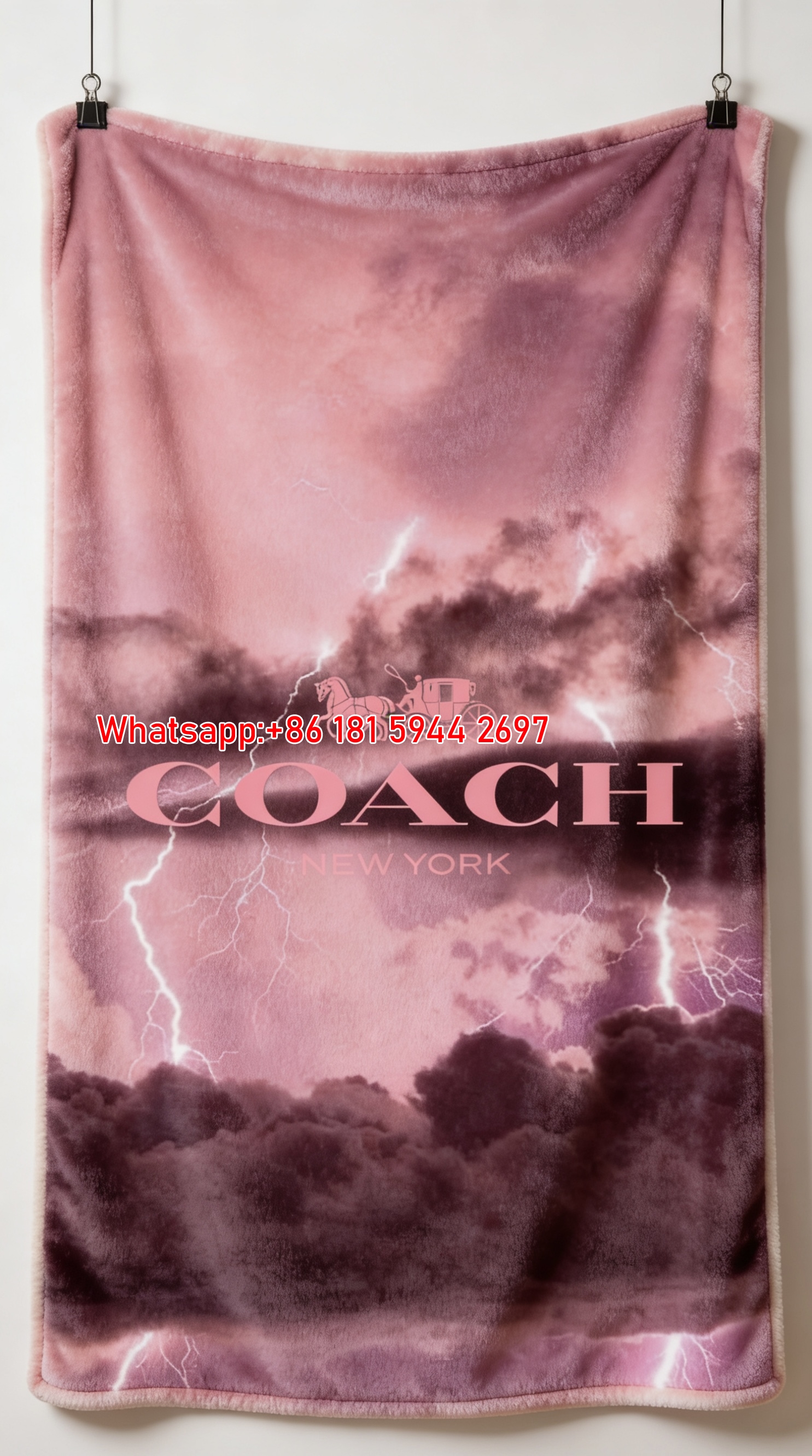 Coach Pink Lightning Flannel Throw Blanket C013